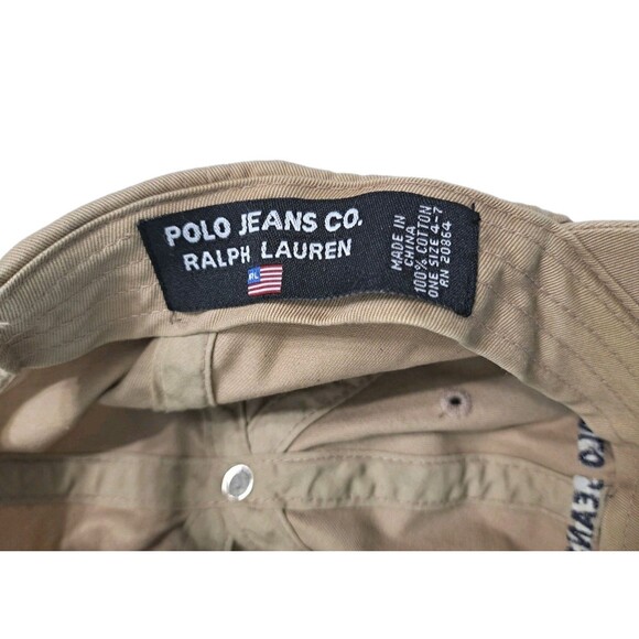 Vintage Youth Ralph Lauren Polo Jeans Co Hat Cap Khaki Adjustable Size 4-7 Flag - Picture 8 of 8